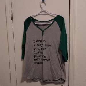 Augusta Sportswear Gray Tee with Green Trim